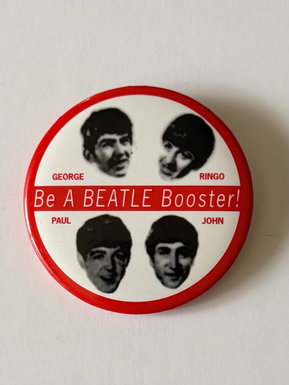 Vintage 1964 Beatles Be A Beatle Booster Adelaide Concert Pin 2.25”